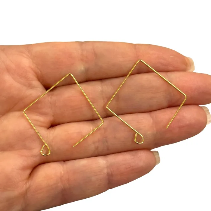 Peppy Beads Earrings 6 Pcs 24Kt Gold Plated Square Earring Hoops 34mm Earring Blanks Peppy Beads Earrings 6 Pcs 24Kt Gold Plated Square Earring Hoops 34mm Earring Blanks