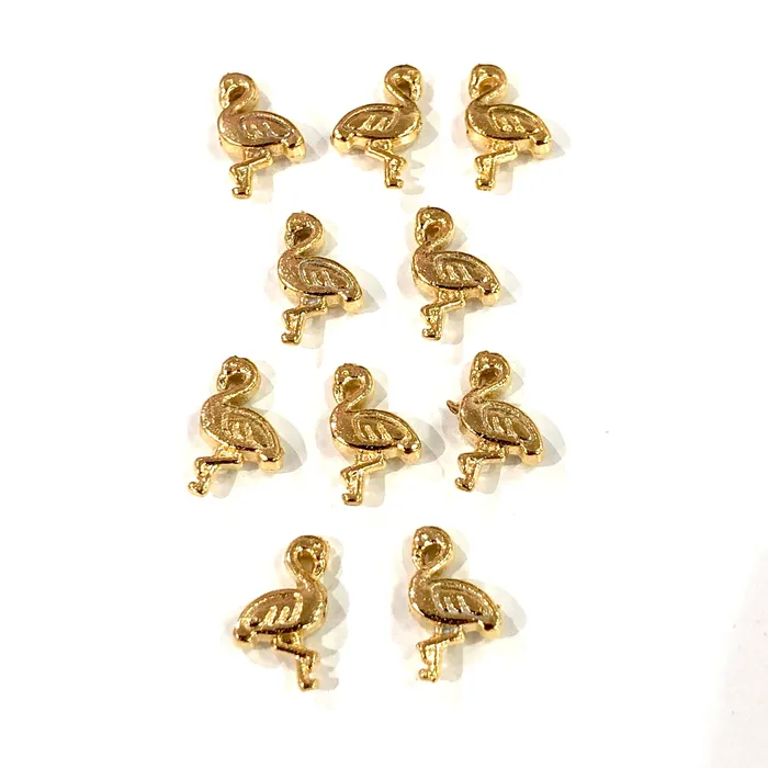 Peppy Beads Earrings Gold Flamingo Charms 22KT Gold Plated Flamingo Spacer Charms Peppy Beads Earrings Gold Flamingo Charms 22KT Gold Plated Flamingo Spacer Charms