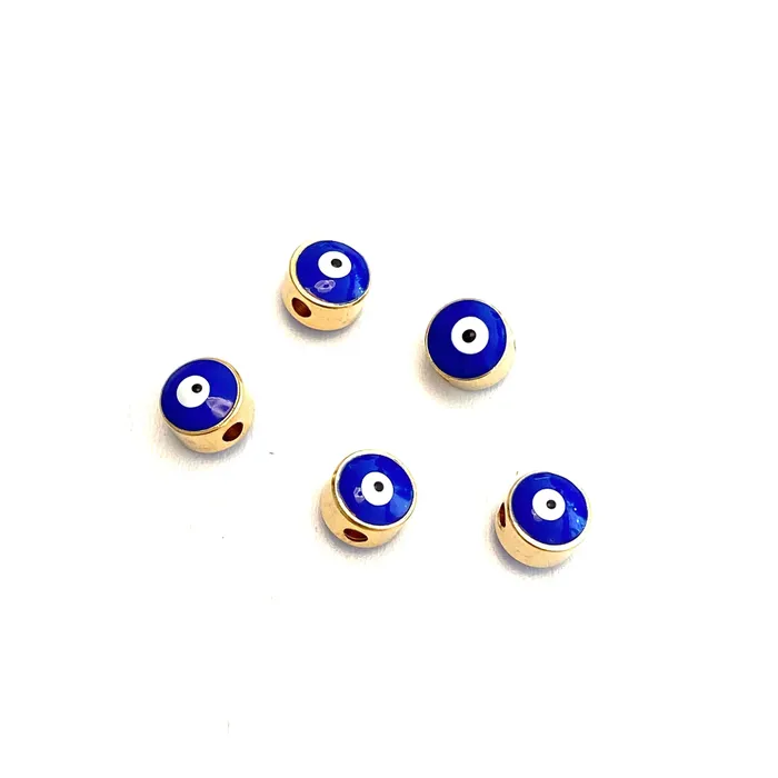 Peppy Beads Necklaces 6mm 24K Gold Plated Evil Eye Beads 6mm 24K Gold Plated Evil Eye Spacers 5 Pcs in a Pack Peppy Beads Necklaces 6mm 24K Gold Plated Evil Eye Beads 6mm 24K Gold Plated Evil Eye Spacers 5 Pcs in a Pack
