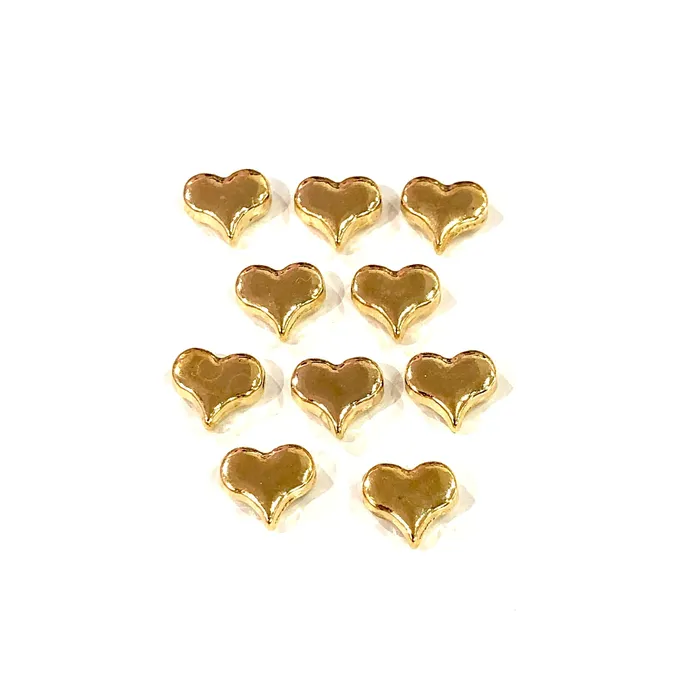 Peppy Beads Necklaces Gold Plated Heart Charms 24KT Gold Plated Heart Spacer Charms Peppy Beads Necklaces Gold Plated Heart Charms 24KT Gold Plated Heart Spacer Charms