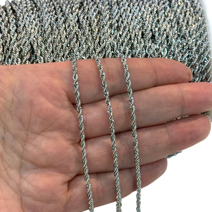Peppy Beads Necklaces Waterproof Stainless Steel Rope Chain 2mm Thick