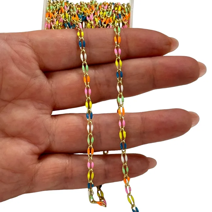 Peppy Beads Neon Enamelled Gourmet Chain 24Kt Gold Plated Gourmet Chain Necklaces Peppy Beads Neon Enamelled Gourmet Chain 24Kt Gold Plated Gourmet Chain Necklaces