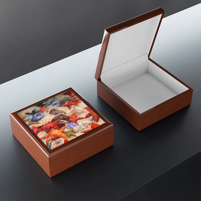 Portraits by NC Earrings Jewelry Box Starfish Laquered Keepsake Box