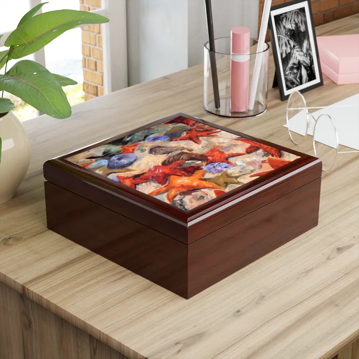 Portraits by NC Earrings Jewelry Box Starfish Laquered Keepsake Box