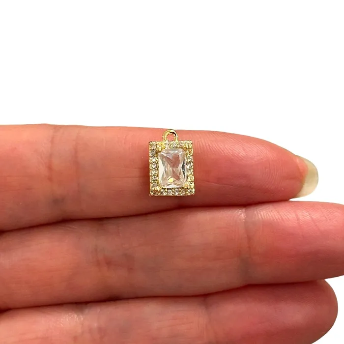 PreStyled Sets Peppy Beads 18K Gold Plated CZ Baguette Charm