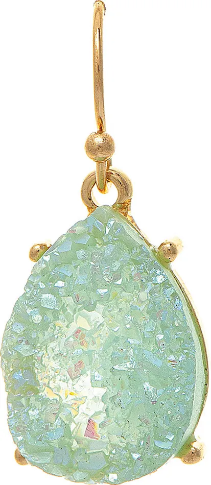 RAINJEWELRY Earrings Gold Mint Green Aurora Druzy Teardrop Earrings