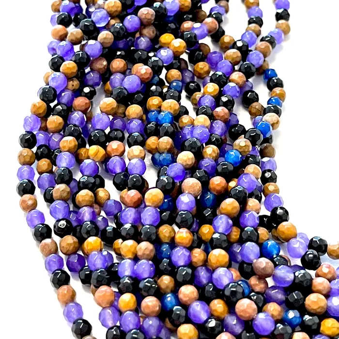 Rings 4mm Multicolor Jade Faceted Round Gemstone Beads 93 Beads Peppy Beads