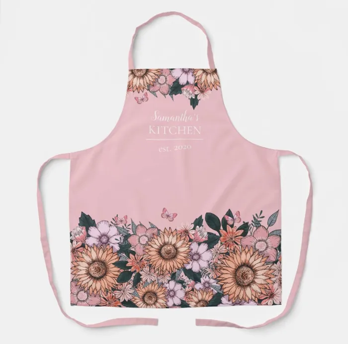 Rings Apron Customizable Floral Sunflower Apron ZAZZLE