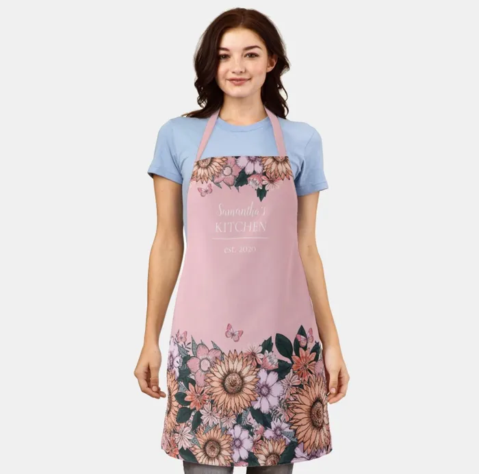 Rings Apron Customizable Floral Sunflower Apron ZAZZLE