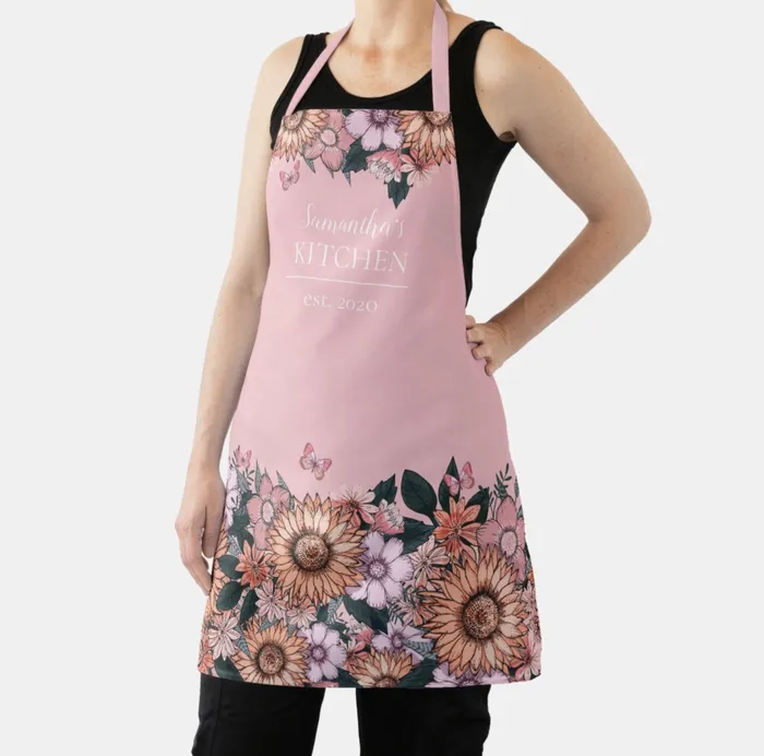 Rings Apron Customizable Floral Sunflower Apron ZAZZLE