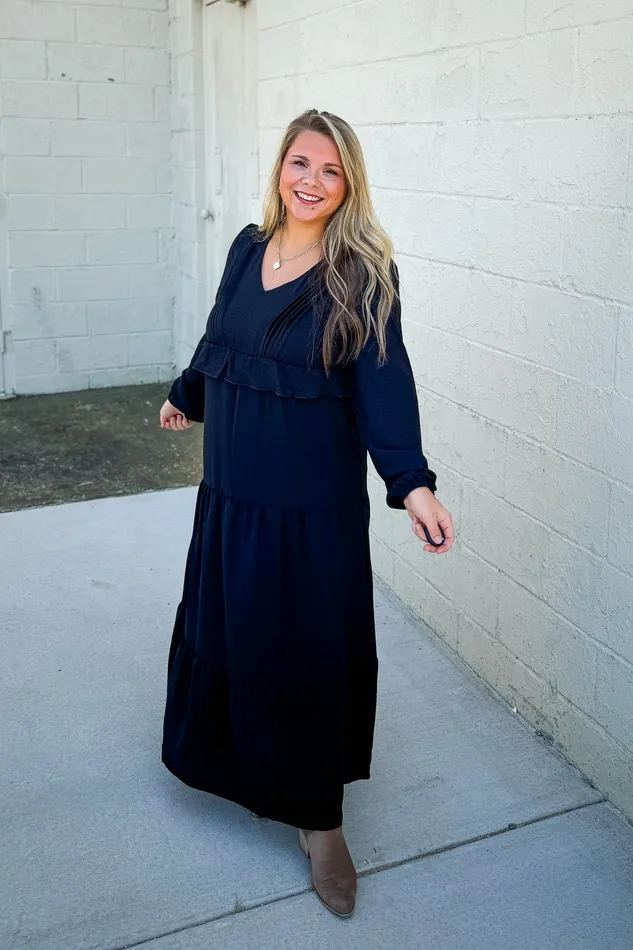 Rings Haptics Simple Moments Ruffle Dress Black