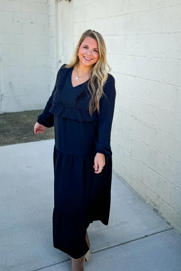 Rings Haptics Simple Moments Ruffle Dress Black