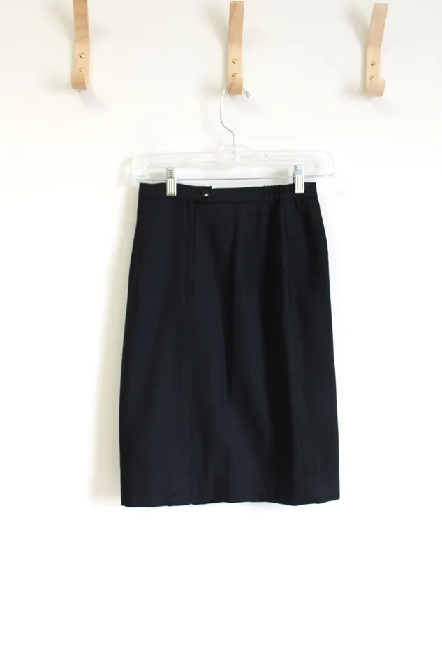 Rings Jubilee Thrift Black Wool Skirt 4 Petite
