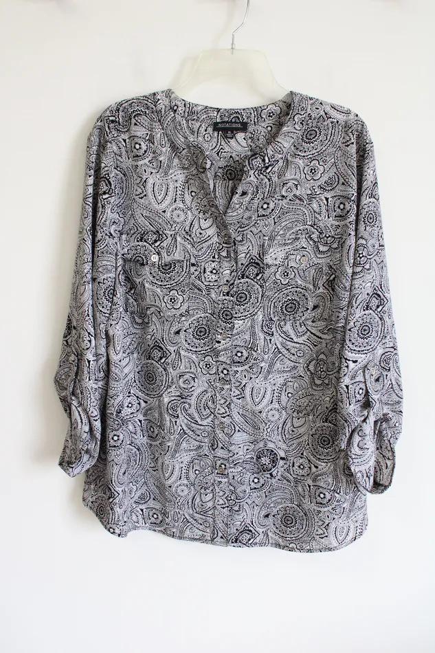 Rings Notations Notations Black Paisley Chiffon Blouse XL