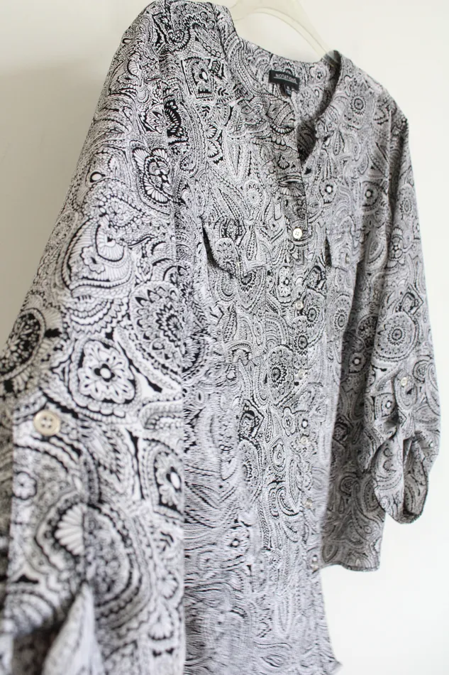 Rings Notations Notations Black Paisley Chiffon Blouse XL