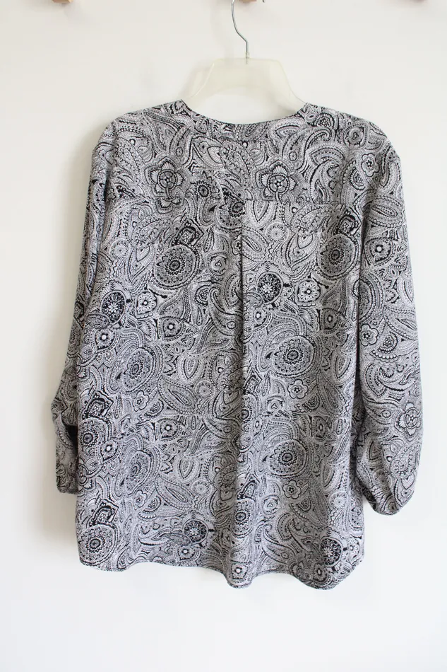 Rings Notations Notations Black Paisley Chiffon Blouse XL