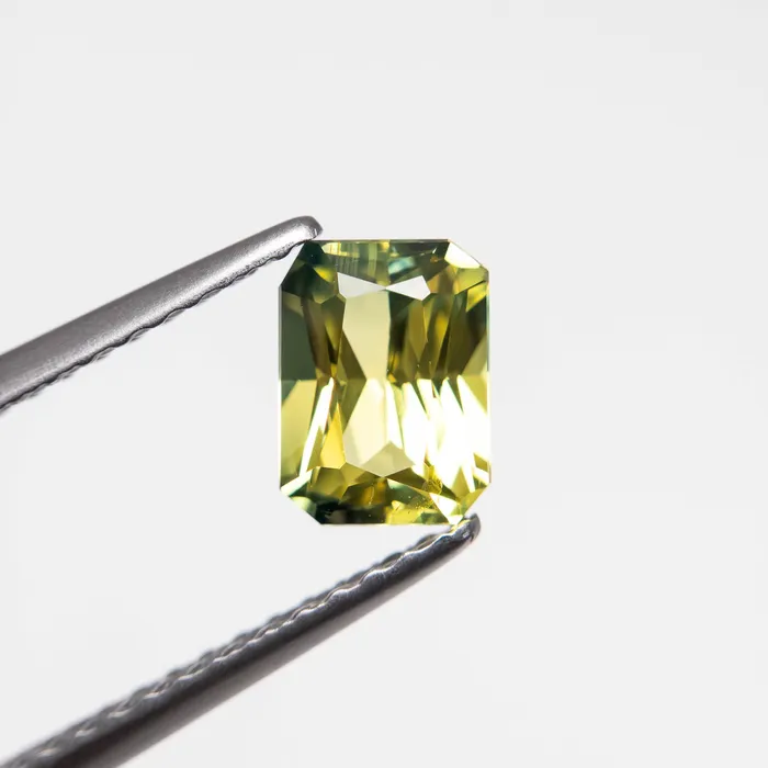 Rings Parti TealYellow Brilliant Sapphire 100ct Cut Corner Rectangle Misfit Gems