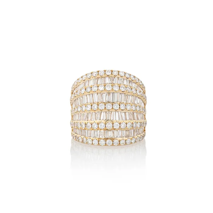 Rings RACHEL LYNN CHICAGO 18 Karat Yellow Gold Nine Layer Baguette Barrel Ring