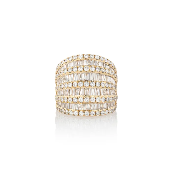 Rings RACHEL LYNN CHICAGO 18 Karat Yellow Gold Nine Layer Baguette Barrel Ring