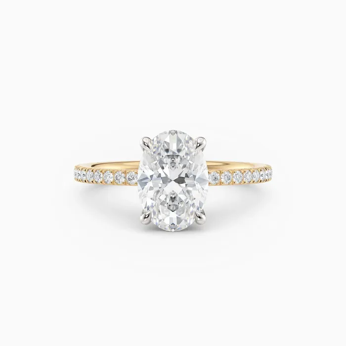 Rings Sarah Oval Solitaire Engagement Ring with Pave Band Honey Jewelry Co Rings Sarah Oval Solitaire Engagement Ring with Pave Band Honey Jewelry Co