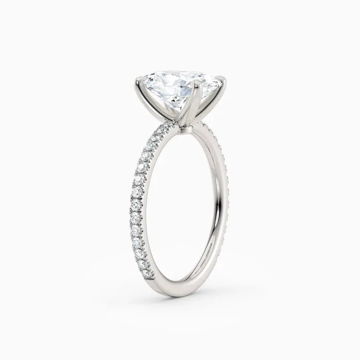 Rings Sarah Oval Solitaire Engagement Ring with Pave Band Honey Jewelry Co