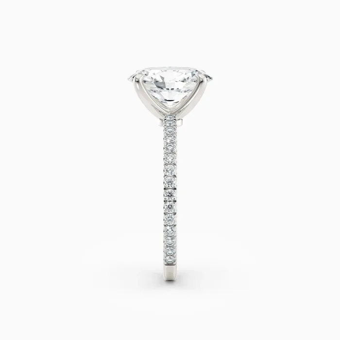 Rings Sarah Oval Solitaire Engagement Ring with Pave Band Honey Jewelry Co