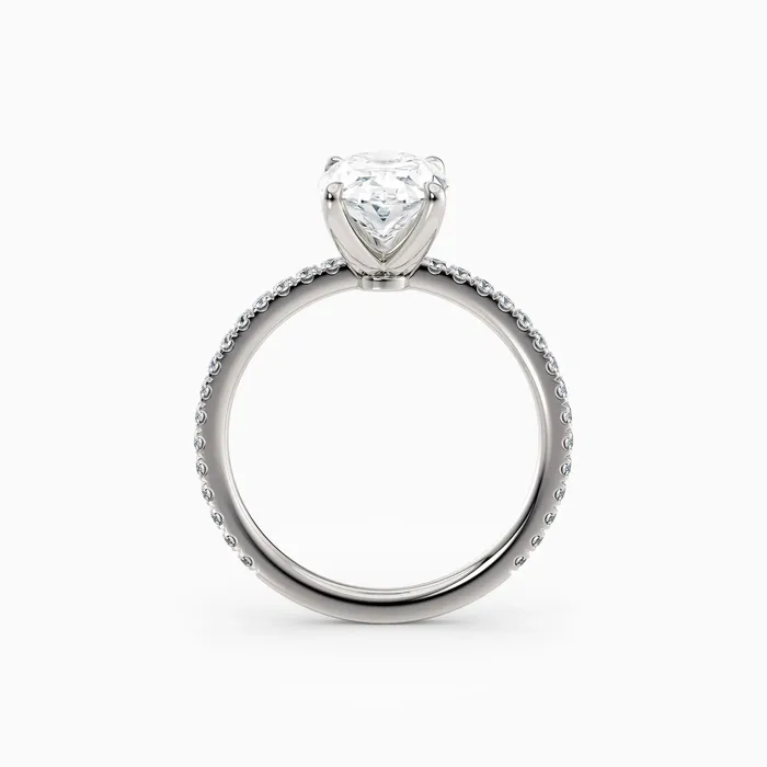 Rings Sarah Oval Solitaire Engagement Ring with Pave Band Honey Jewelry Co