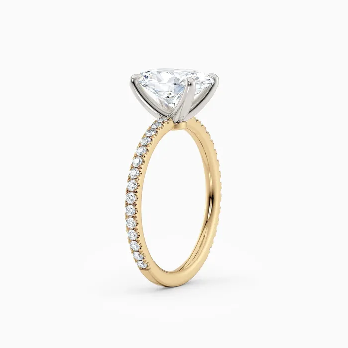 Rings Sarah Oval Solitaire Engagement Ring with Pave Band Honey Jewelry Co