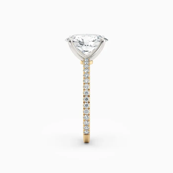 Rings Sarah Oval Solitaire Engagement Ring with Pave Band Honey Jewelry Co