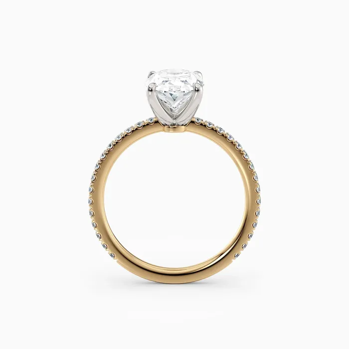 Rings Sarah Oval Solitaire Engagement Ring with Pave Band Honey Jewelry Co