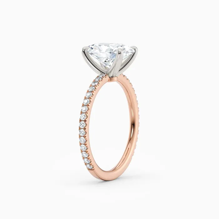 Rings Sarah Oval Solitaire Engagement Ring with Pave Band Honey Jewelry Co