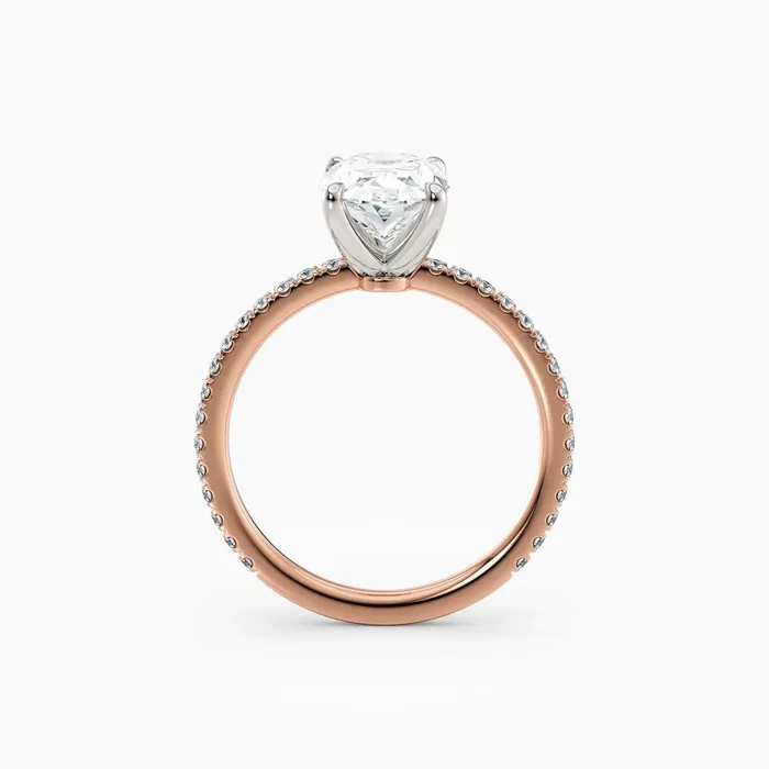 Rings Sarah Oval Solitaire Engagement Ring with Pave Band Honey Jewelry Co