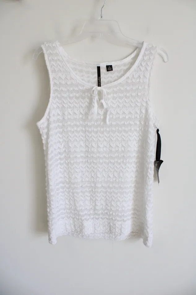 Rings Skyes The Limit NEW Skyes The Limit White Textured Tied Tank M