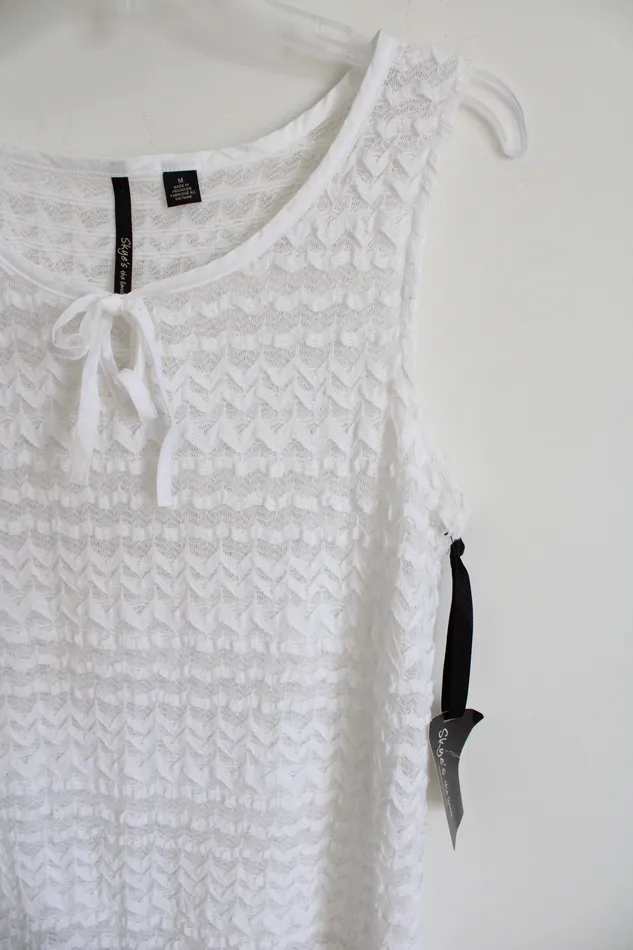 Rings Skyes The Limit NEW Skyes The Limit White Textured Tied Tank M