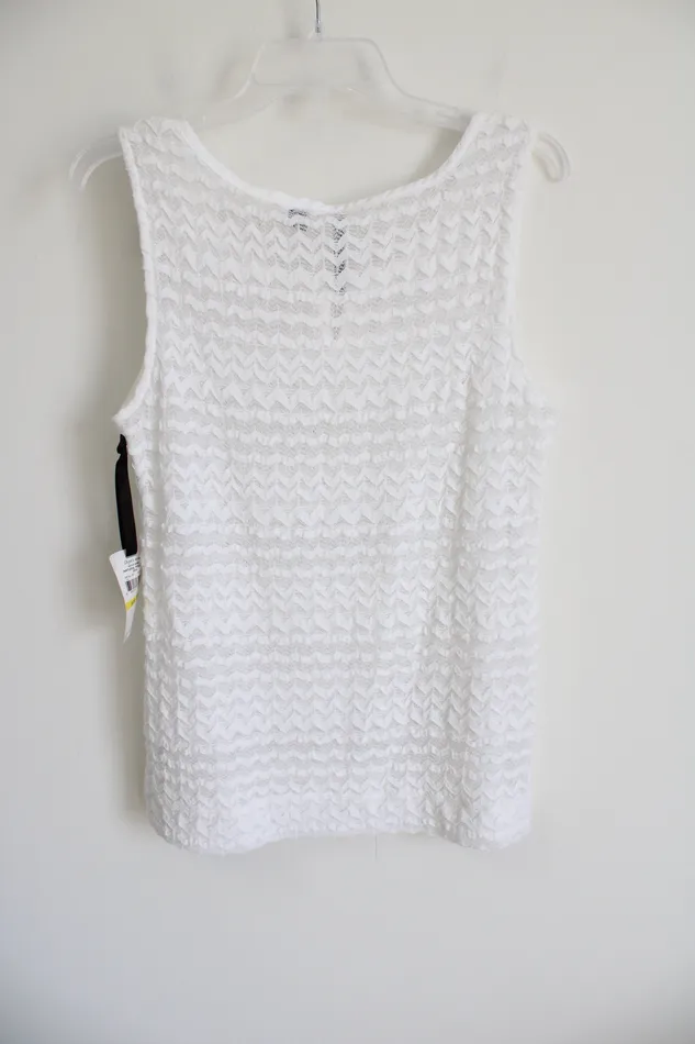 Rings Skyes The Limit NEW Skyes The Limit White Textured Tied Tank M
