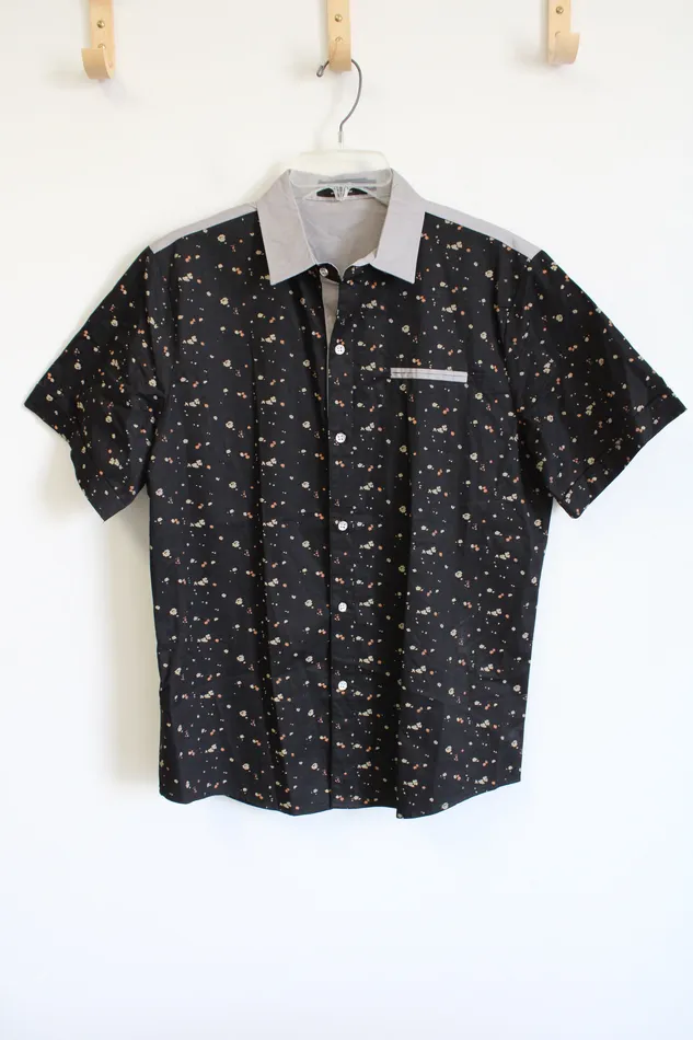Rings SSLR SSLR Black Patterned Button Down Shirt M