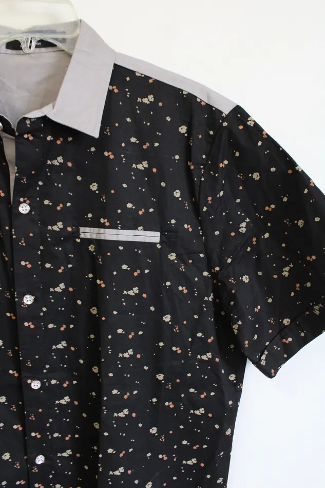 Rings SSLR SSLR Black Patterned Button Down Shirt M