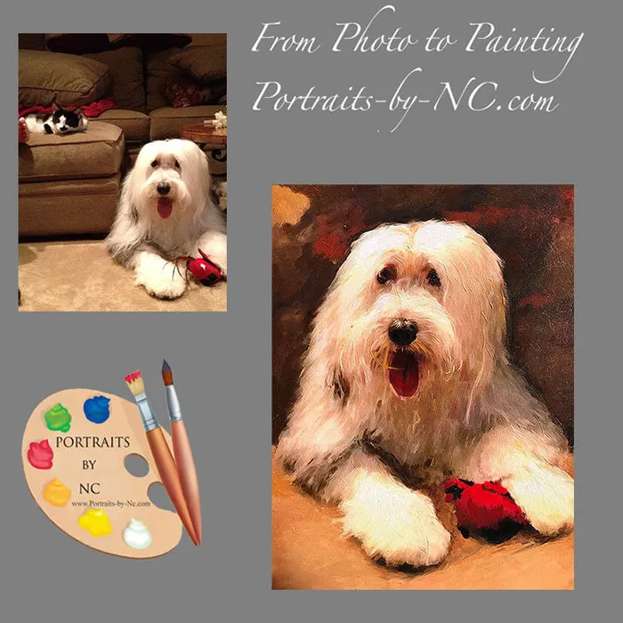 Sheepdog Oil Portrait Portraits by NC Earrings