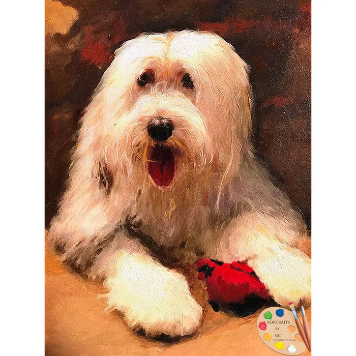 Sheepdog Oil Portrait Portraits by NC Earrings