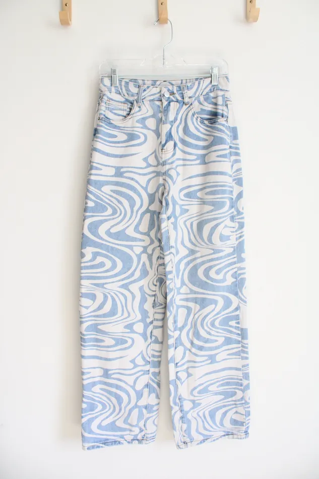 Shein Swirl Patterned Jeans S Shein Earrings