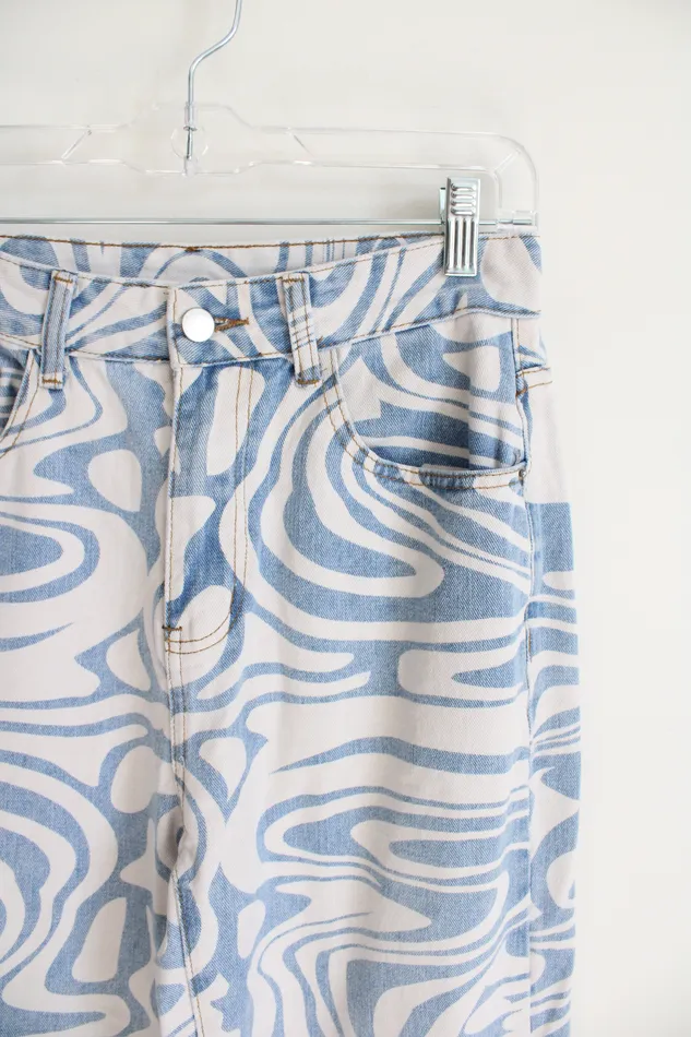 Shein Swirl Patterned Jeans S Shein Earrings