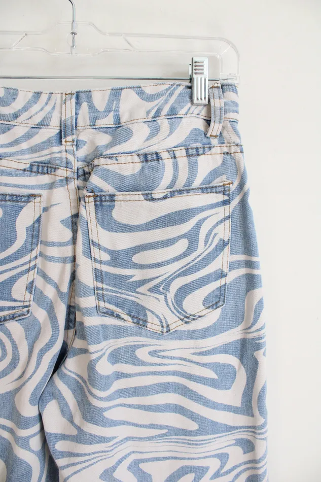 Shein Swirl Patterned Jeans S Shein Earrings