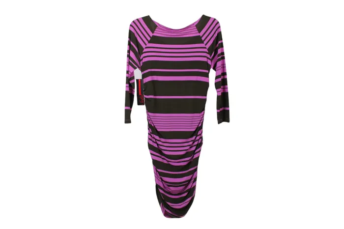 Sofia Earrings NEW Sofia Purple Brown Striped Dress M