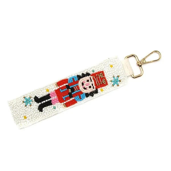 Something Special LA Necklaces WHITE CHRISTMAS NUTCRACKER SEED BEAD KEY CHAIN Something Special LA Necklaces WHITE CHRISTMAS NUTCRACKER SEED BEAD KEY CHAIN