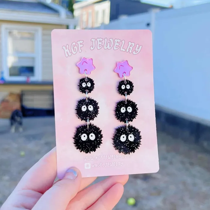 Soot Sprites Acrylic Earrings Keychains Pins KGF Jewelry Earrings Soot Sprites Acrylic Earrings Keychains Pins KGF Jewelry Earrings