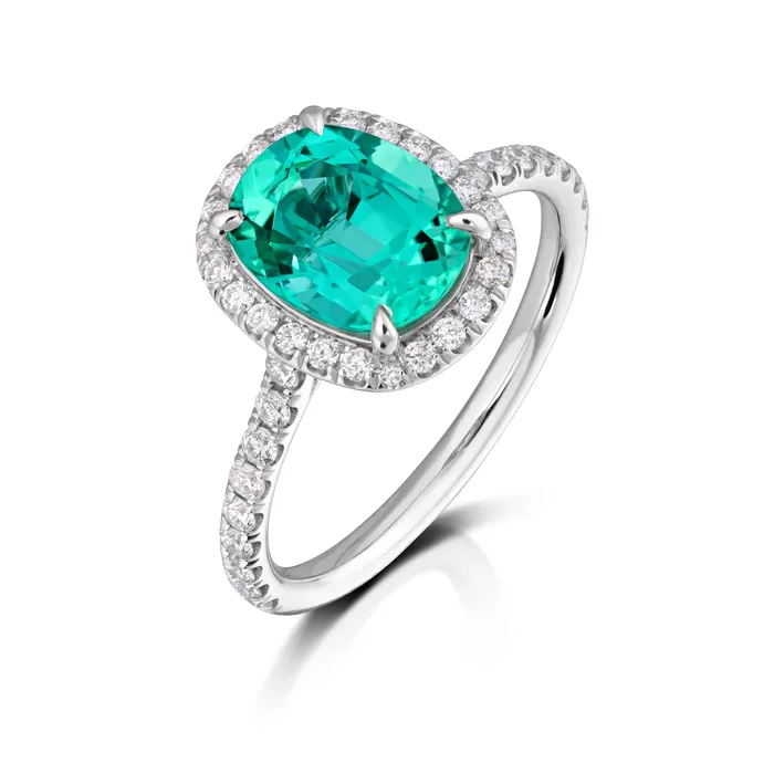 Stephen Silver Fine Jewelry Rings 271 Carat Tourmaline and Diamond Halo Ring