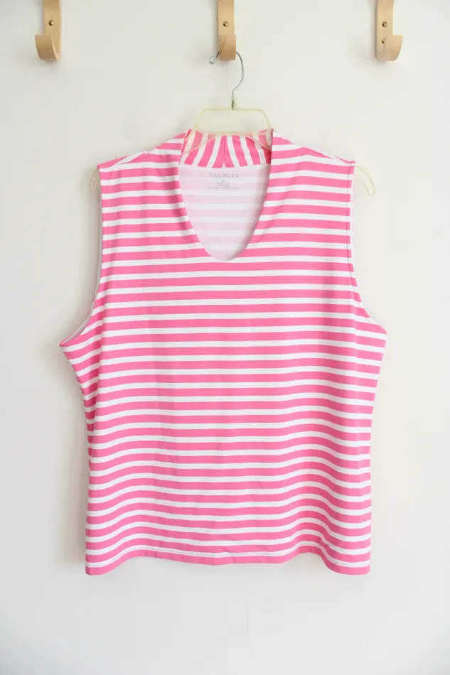Talbots Rings Talbots Pink White Striped Tank XL