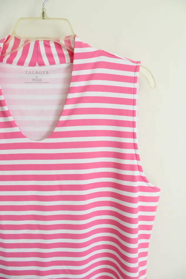 Talbots Rings Talbots Pink White Striped Tank XL