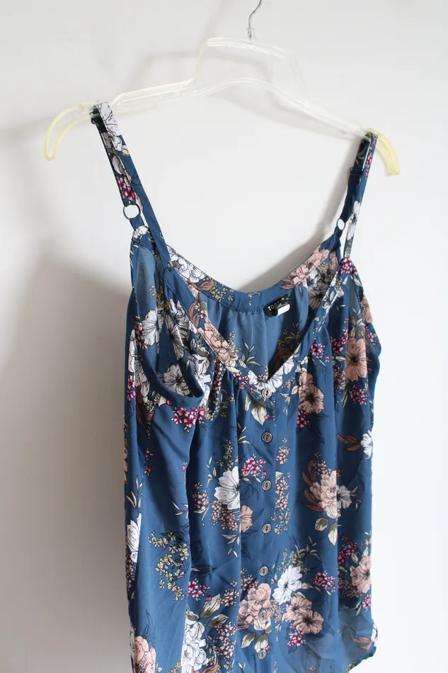 Torrid Rings Torrid Blue Floral Spaghetti Strap Top 0 Torrid Rings Torrid Blue Floral Spaghetti Strap Top 0