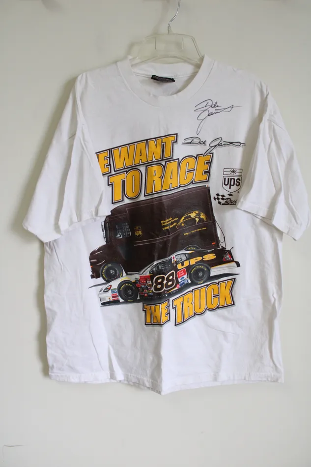 Vintage Chase Authentics Autographed Dale Jarret UPS Tee L Chase Authentics Earrings